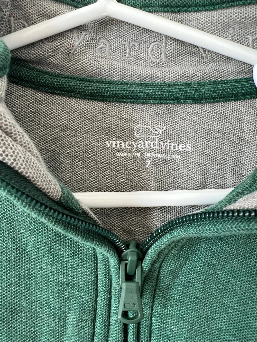 Vineyard Vines Boys Green Heathered 1/4 Zip Pullover Whale Logo Size 7
